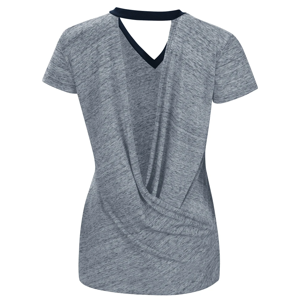 Women's Touch Navy Milwaukee Brewers Halftime Back Wrap Top V-Neck T-Shirt