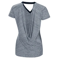 Women's Touch Navy Milwaukee Brewers Halftime Back Wrap Top V-Neck T-Shirt