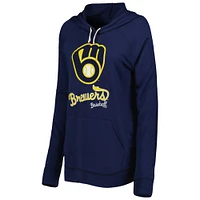 Women's Touch Navy Milwaukee Brewers Pre-Game Raglan Pullover Hoodie