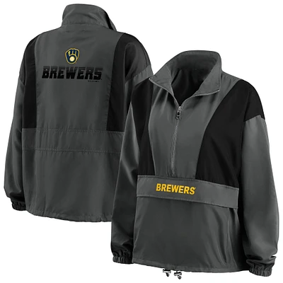 Veste WEAR by Erin Andrews Charcoal Milwaukee Brewers pour femme