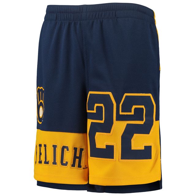 Christian Yelich Navy Milwaukee Brewers Pandemonium Short avec nom et numéro pour jeune
