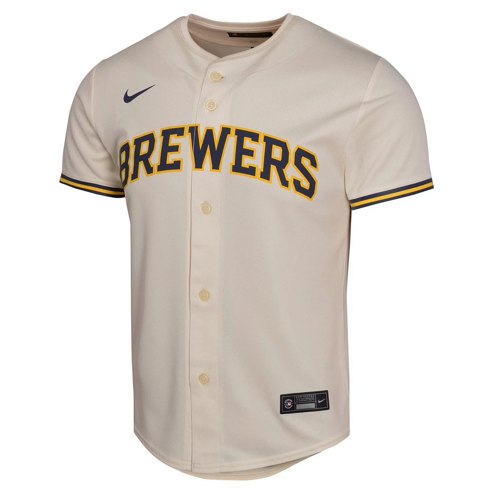 Youth Nike Christian Yelich Cream Milwaukee Brewers Home Game Player Jersey