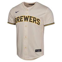 Youth Nike Christian Yelich Cream Milwaukee Brewers Home Game Player Jersey