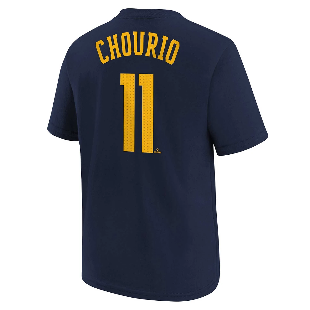 T-shirt Nike Jackson Chourio bleu marine avec nom et numéro des Milwaukee Brewers