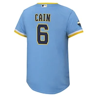 Youth Nike Lorenzo Cain Powder Blue Milwaukee Brewers City Connect Replica Player Jersey