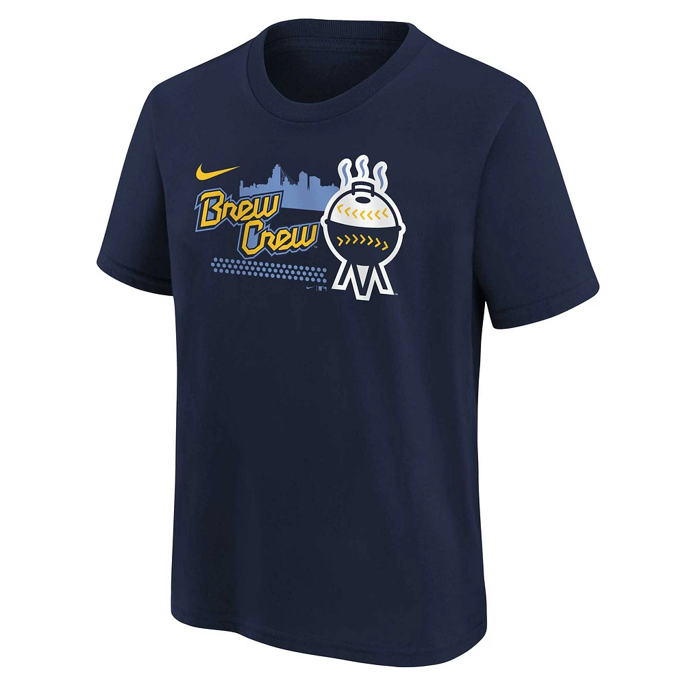 Youth Nike Navy Milwaukee Brewers 2023 City Connect Team T-Shirt