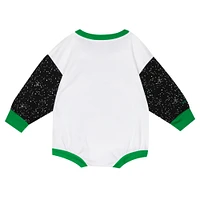Infant Mitchell & Ness White Milwaukee Bucks Hardwood Classics Posterboard Oversize Long Sleeve Bodysuit