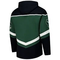 Men's '47 Hunter Green Milwaukee Bucks Oversized Tri-Satin Layup Lacer Pullover Hoodie