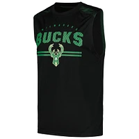 Men's Fanatics Black Milwaukee Bucks Birdseye Muscle Tank Top