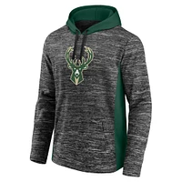 Fanatics Charcoal Milwaukee Bucks Instant Replay Colorblock pour hommes - Chandail à capuchon