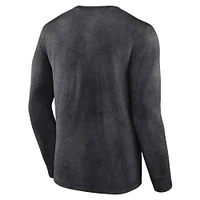T-shirt à manches longues Fanatics Heather Charcoal Milwaukee Bucks Front Court Press Snow Wash pour hommes
