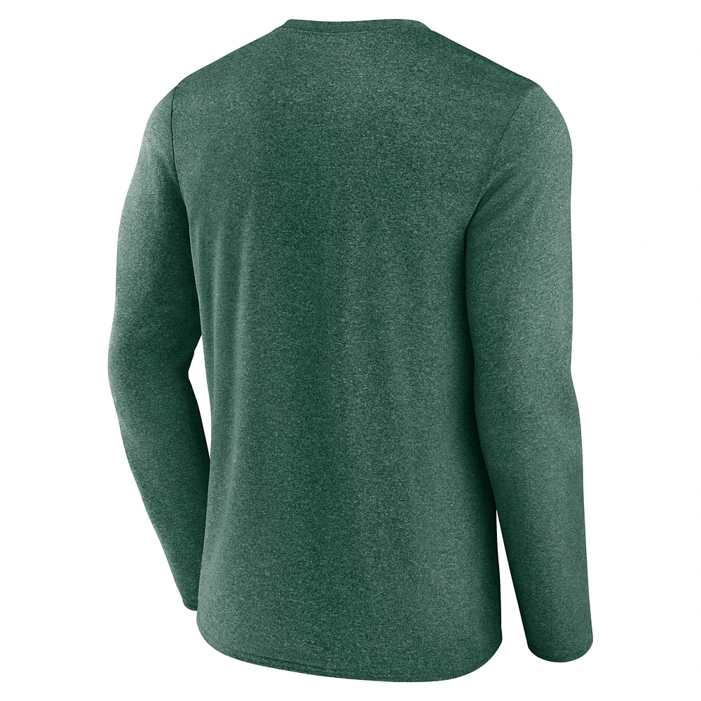 Men's Fanatics Heathered Hunter Green Milwaukee Bucks Where Legends Play Iconic Practice Long Sleeve T-Shirt