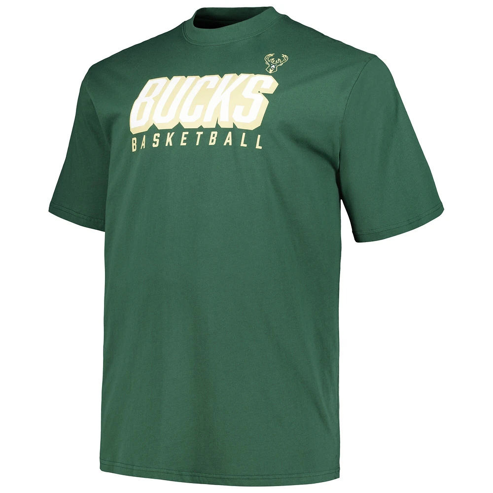 Men's Fanatics Hunter Green/Black Milwaukee Bucks Big & Tall Short Sleeve Long T-Shirt Set