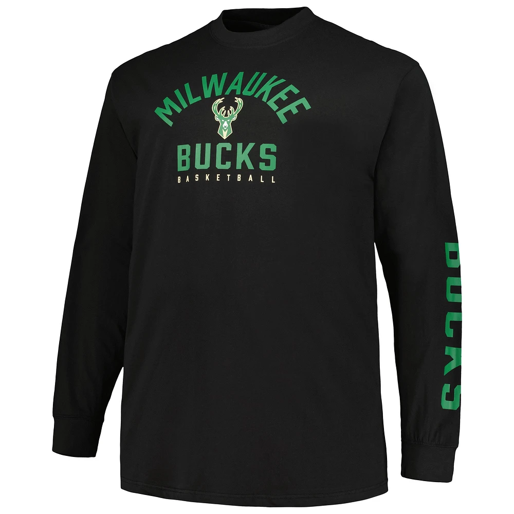 Men's Fanatics Hunter Green/Black Milwaukee Bucks Big & Tall Short Sleeve Long T-Shirt Set