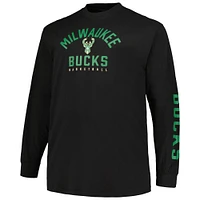 Men's Fanatics Hunter Green/Black Milwaukee Bucks Big & Tall Short Sleeve Long T-Shirt Set