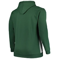 Men's Fanatics Hunter Green/Heather Gray Milwaukee Bucks Big & Tall Contrast Pieced Stitched Full-Zip Hoodie