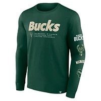 Men's Fanatics Hunter Green Milwaukee Bucks Baseline Long Sleeve T-Shirt