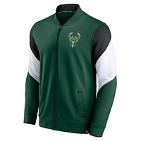 Men's Fanatics Hunter Green Milwaukee Bucks Block Party League Best - Full-Zip Track Jacket
