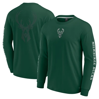 T-shirt à manches longues Fanatics Hunter Green Milwaukee Bucks Elements Strive pour hommes
