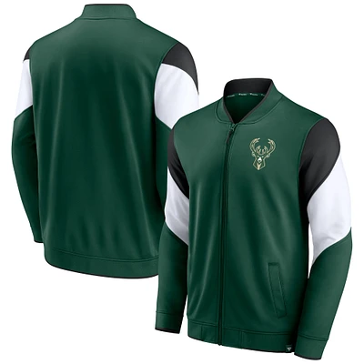 Veste entièrement zippée Fanatics Hunter Green Milwaukee Bucks League Best Performance pour hommes