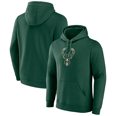 Sweat à capuche avec logo principal des Milwaukee Bucks Fanatics Hunter Green pour hommes