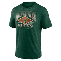 Men's Fanatics Hunter Green Milwaukee Bucks True Classics Power Phase - Tri-Blend T-Shirt