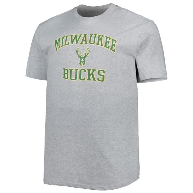 T-shirt Big & Tall Heart Soul des Milwaukee Bucks gris chiné pour homme