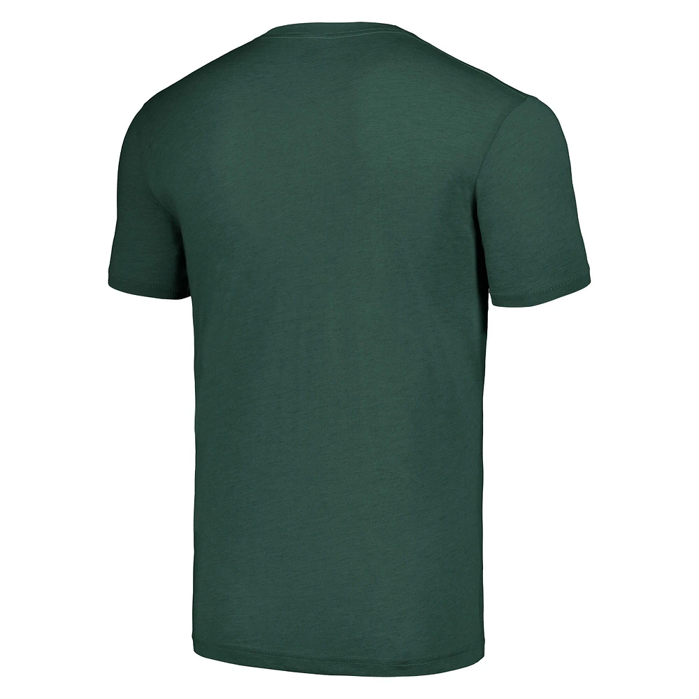 Men's Homage Damian Lillard Hunter Green Milwaukee Bucks Caricature Tri-Blend T-Shirt