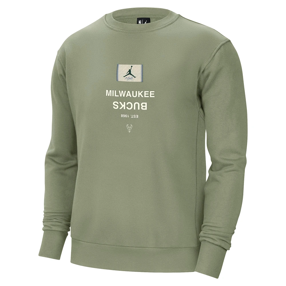 Men's Jordan Brand Green Milwaukee Bucks Courtside Statement Edition Heavyweight Pullover Sweatshirt