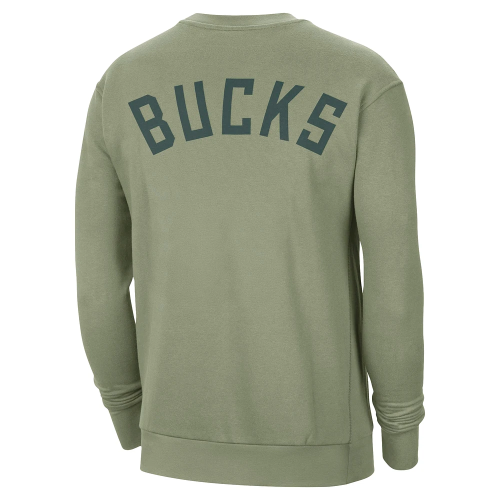 Men's Jordan Brand Green Milwaukee Bucks Courtside Statement Edition Heavyweight Pullover Sweatshirt