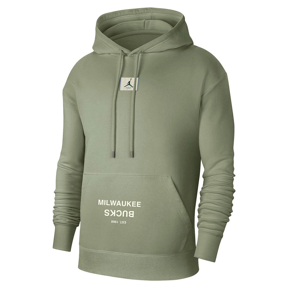 Men's Jordan Brand Green Milwaukee Bucks Courtside Statement Edition Pullover Hoodie
