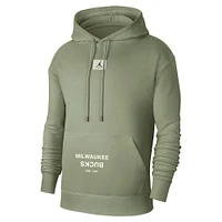 Men's Jordan Brand Green Milwaukee Bucks Courtside Statement Edition Pullover Hoodie