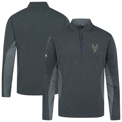 Haut à fermeture éclair quart de tour Levelwear Heather Black Milwaukee Bucks Waffle Insignia 2.0 pour homme