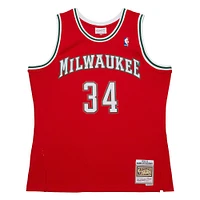 Men's Mitchell & Ness Giannis Antetokounmpo Red Milwaukee Bucks 2014/15 Hardwood Classics Swingman Jersey