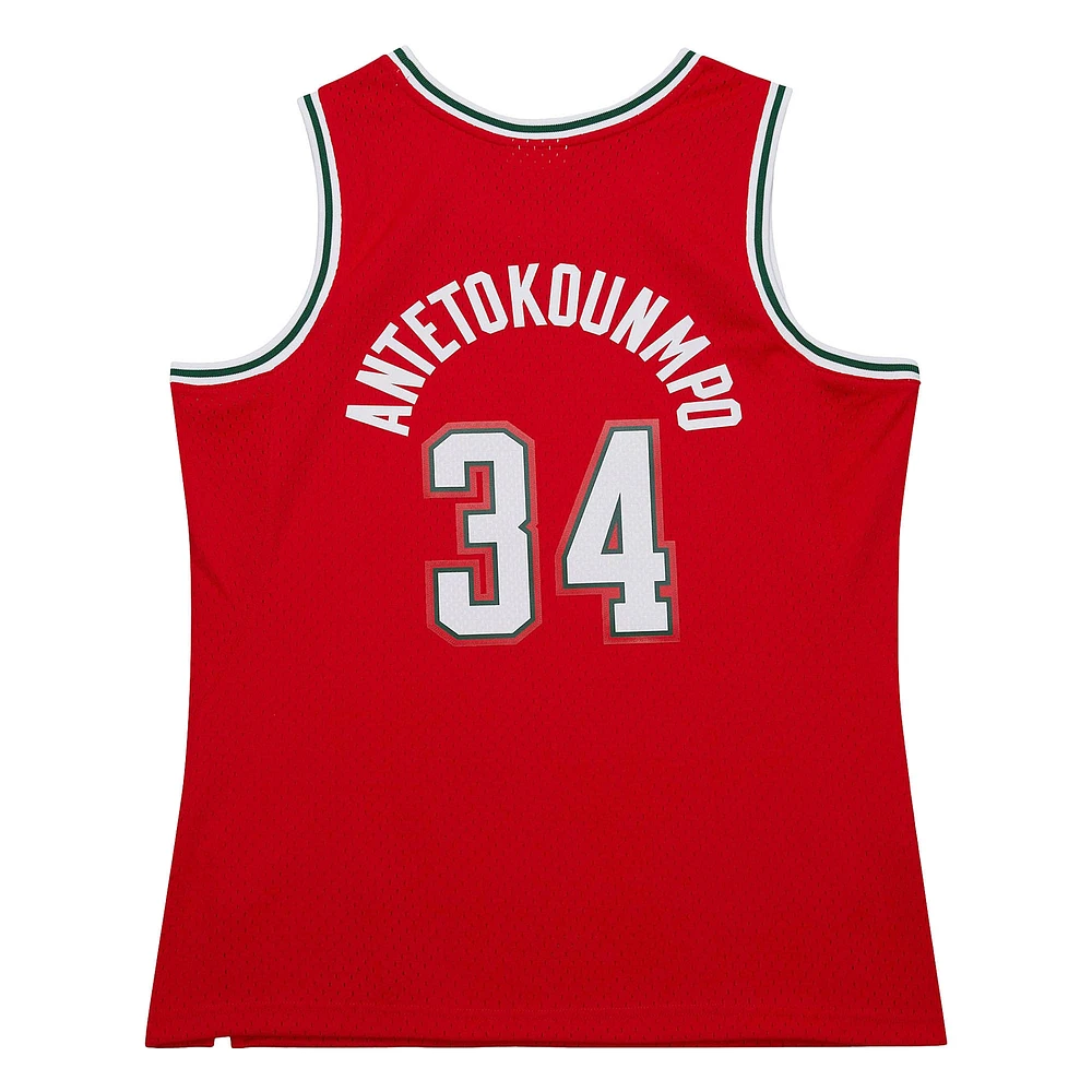 Men's Mitchell & Ness Giannis Antetokounmpo Red Milwaukee Bucks 2014/15 Hardwood Classics Swingman Jersey