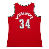 Men's Mitchell & Ness Giannis Antetokounmpo Red Milwaukee Bucks 2014/15 Hardwood Classics Swingman Jersey