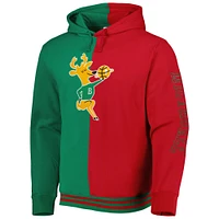 Men's Mitchell & Ness Green/Red Milwaukee Bucks Hardwood Classics Split Pullover Hoodie