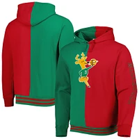 Men's Mitchell & Ness Green/Red Milwaukee Bucks Hardwood Classics Split Pullover Hoodie