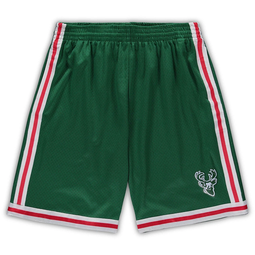 Men's Mitchell & Ness Green Milwaukee Bucks Big Tall Hardwood Classics Team Swingman Shorts