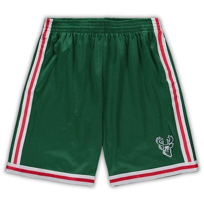 Men's Mitchell & Ness Green Milwaukee Bucks Big Tall Hardwood Classics Team Swingman Shorts