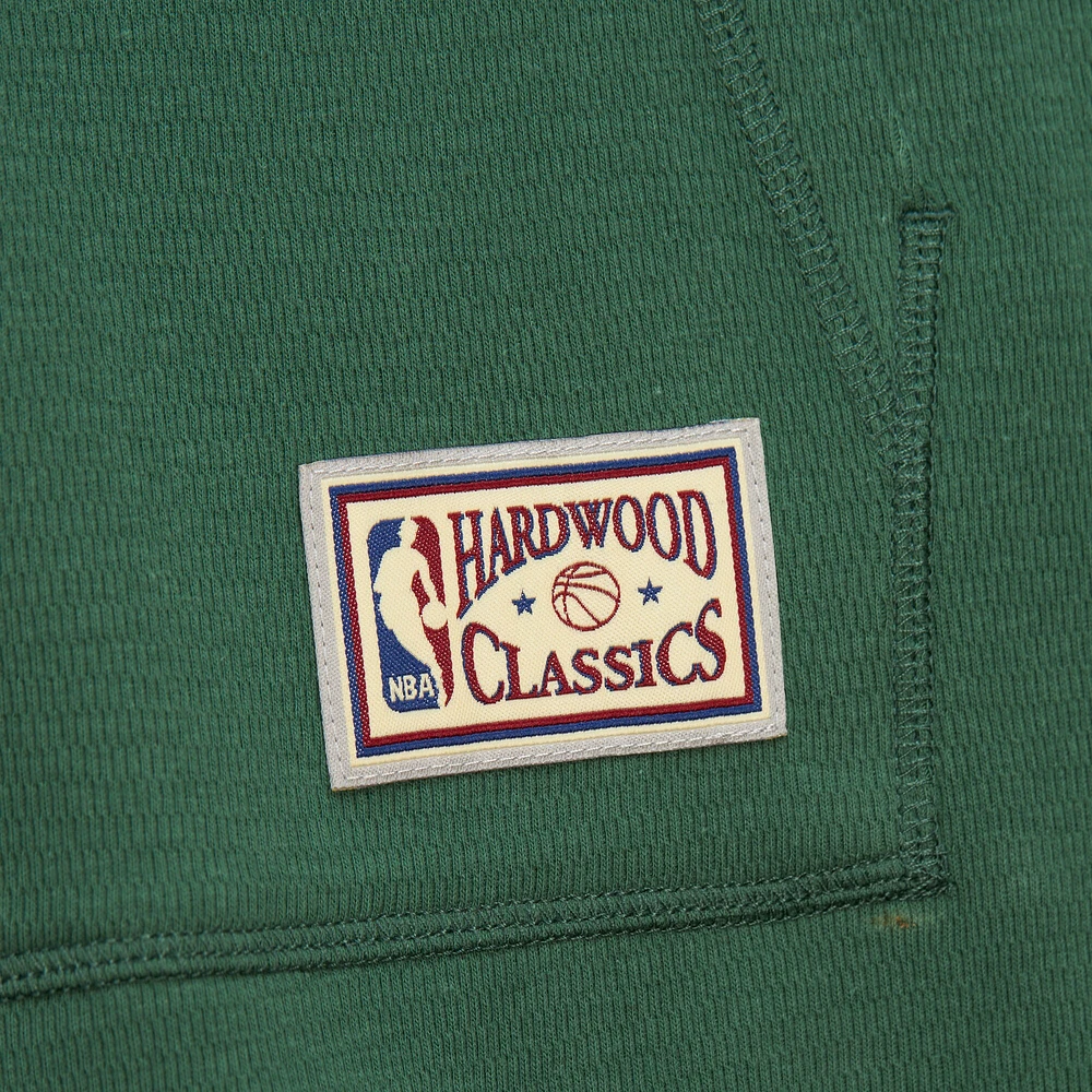 Men's Mitchell & Ness Green Milwaukee Bucks Hardwood Classics Lightweight Thermal Pullover Hoodie