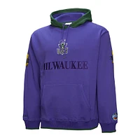 Men's Mitchell & Ness  Purple Milwaukee Bucks Hardwood Classics Team OG 3.0 Pullover Hoodie