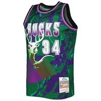 Men's Mitchell & Ness Ray Allen Green Milwaukee Bucks 1996/97 Hardwood Classics Marble Swingman Jersey