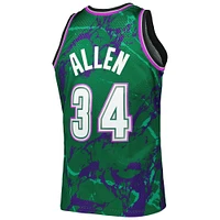Men's Mitchell & Ness Ray Allen Green Milwaukee Bucks 1996/97 Hardwood Classics Marble Swingman Jersey