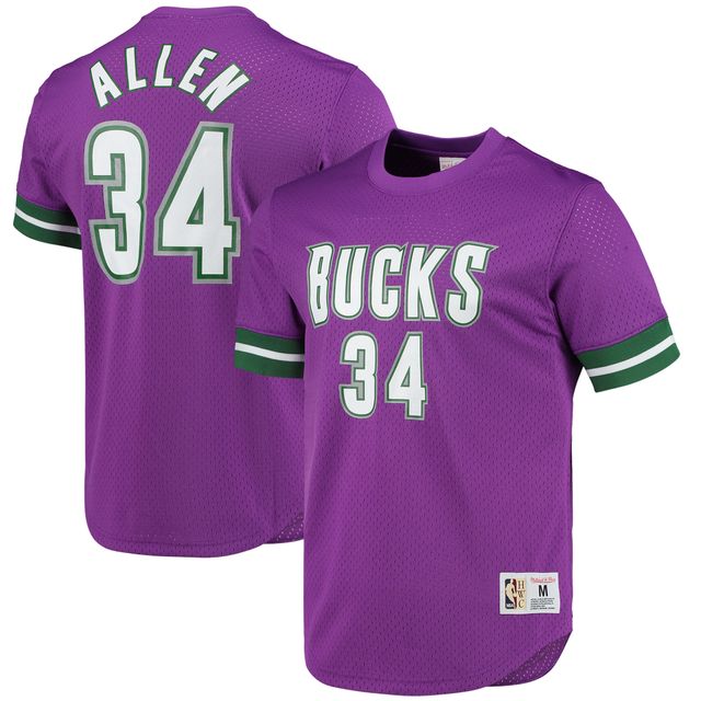 T-shirt violet avec nom et numéro en maille Mitchell & Ness Ray Allen Milwaukee Bucks 2000 pour hommes