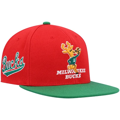 Casquette Snapback Milwaukee Bucks Hardwood Classics rouge/vert Mitchell & Ness pour hommes