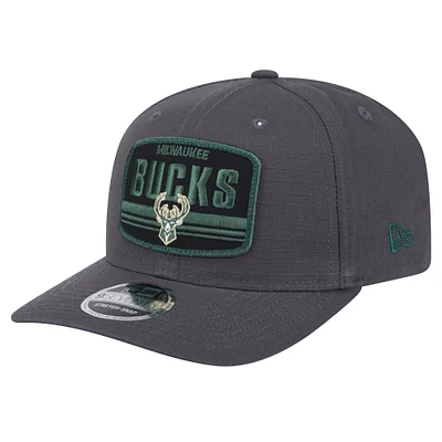 Casquette réglable New Era Graphite Milwaukee Bucks Team Elevated Patch 9SEVENTY pour hommes