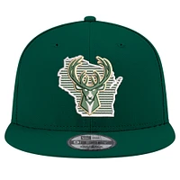 Men's New Era Hunter Green Milwaukee Bucks State Pride 9FIFTY Snapback Hat