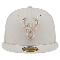 Men's New Era Stone Milwaukee Bucks Color Pack 59FIFTY Fitted Hat