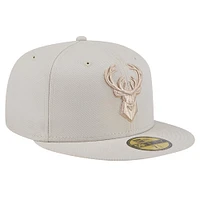 Men's New Era Stone Milwaukee Bucks Color Pack 59FIFTY Fitted Hat